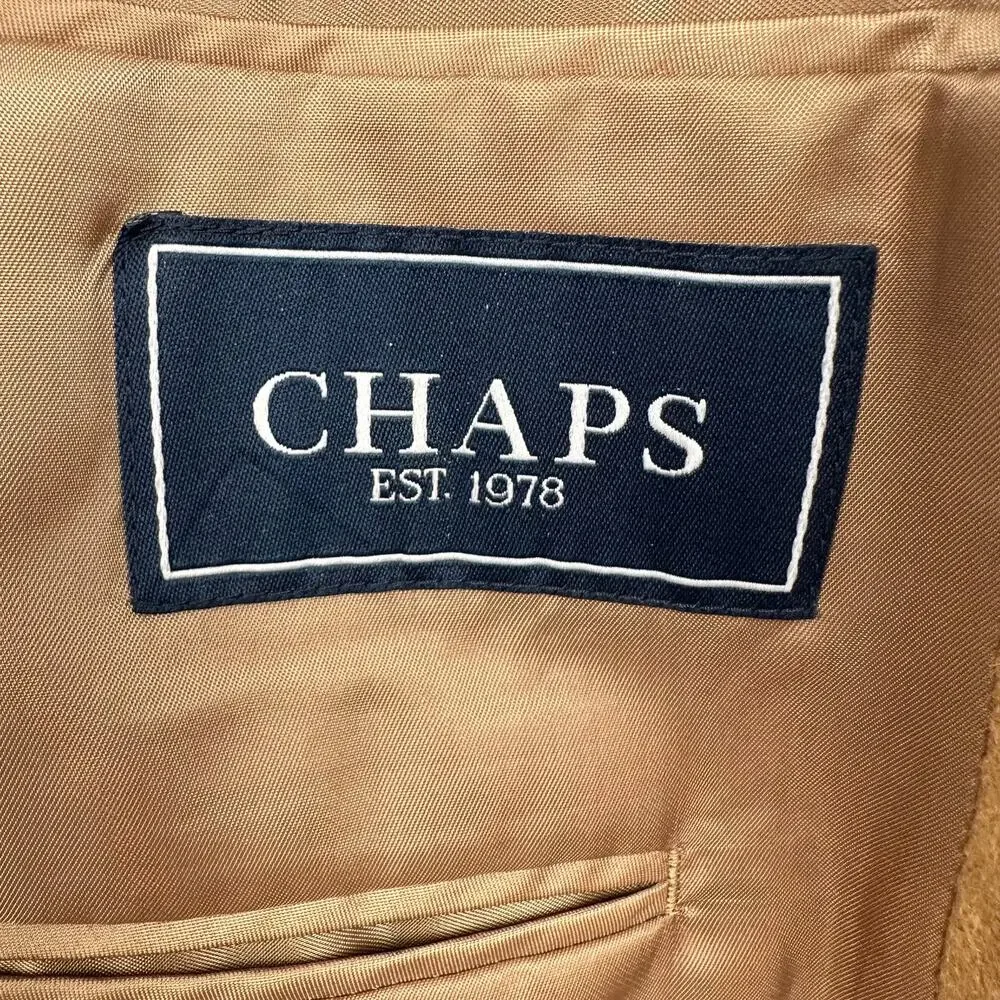 NEW CHAPS Men's Blazer Jacket 100% Camel Hair 2 Button Tan 46R Quiet Luxury